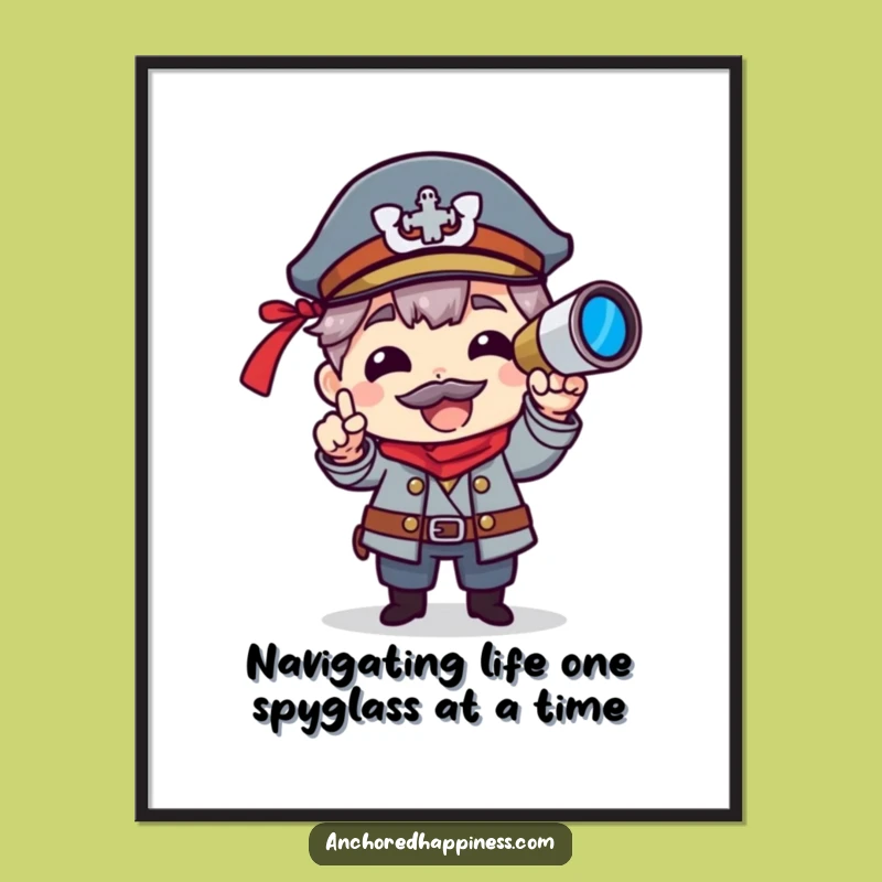Free Printable Captain Character Wall Art: Funny Spyglass Downloadable Decor