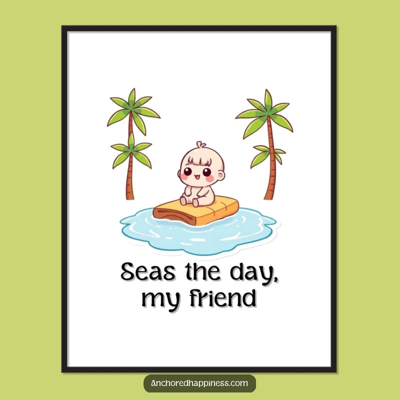 Free Printable Wall Art: Kawaii Sunbather, Funny Downloadable Decor for a Cheerful Room