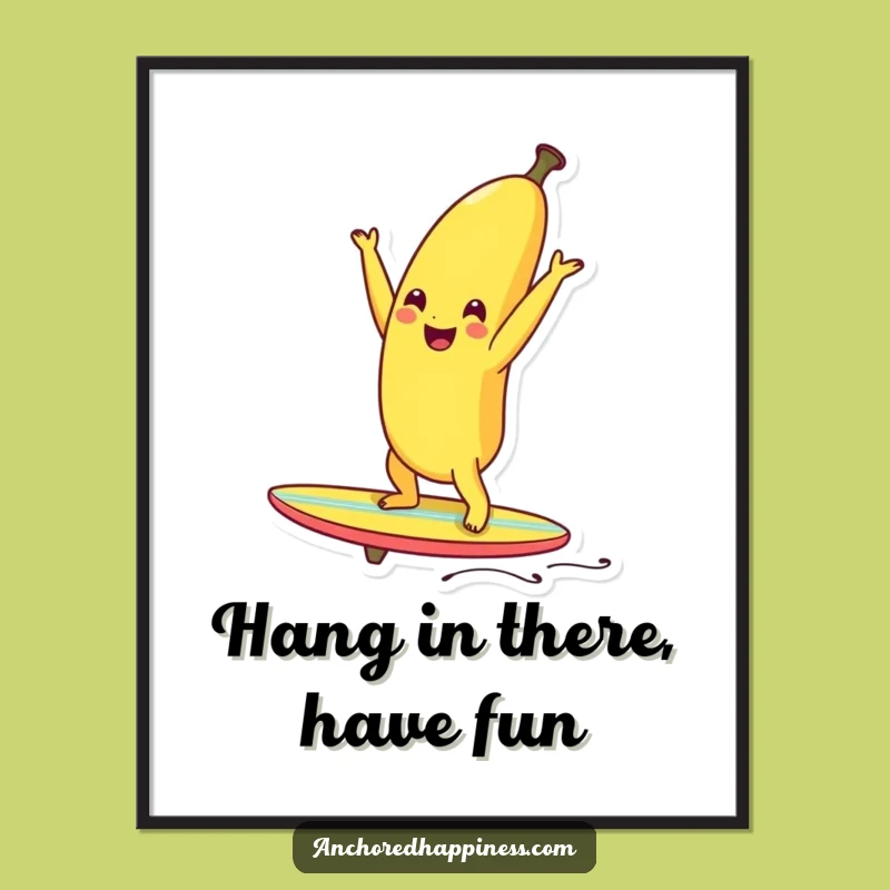 Funny Free Printable Wall Art: Banana Handstand - Tropical Vibes Downloadable Decor