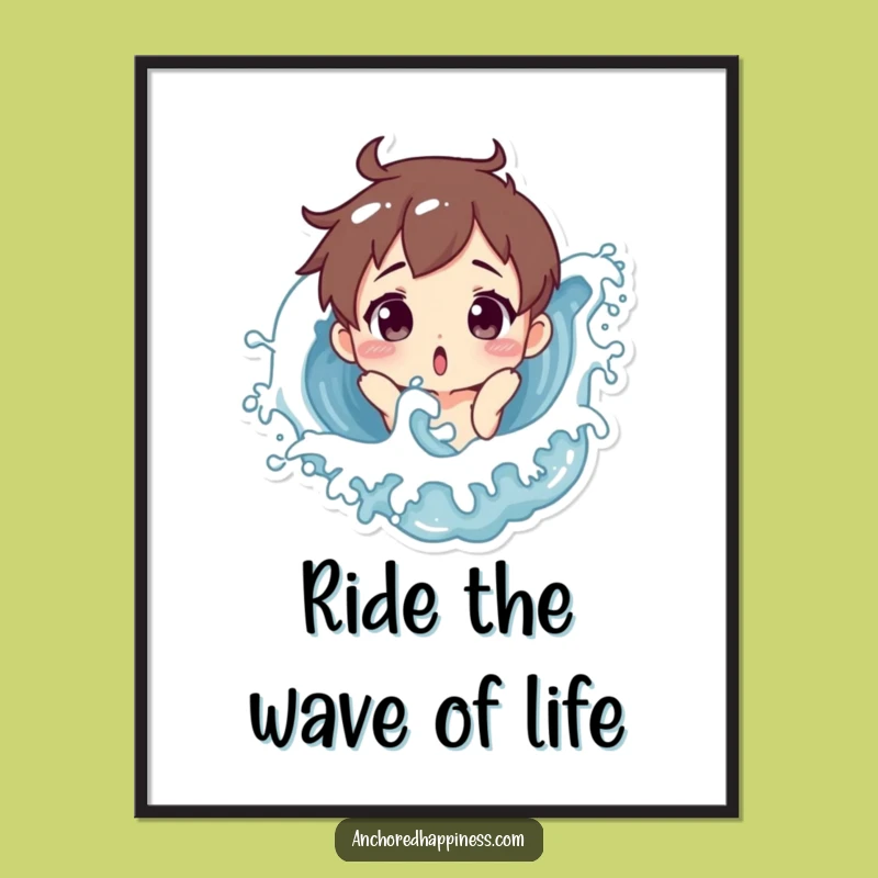 Funny Free Printable Wall Art: Surprised Character Splash, Hilarious Ocean Decor