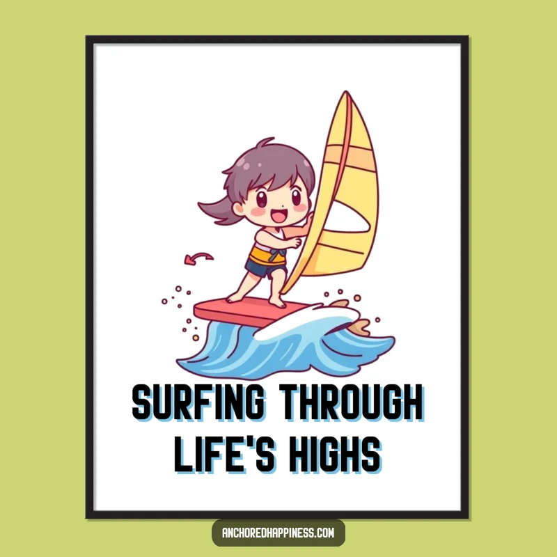 Funny Free Printable Wall Art: Windsurfer Wave Rider - Vibrant Downloadable Decor