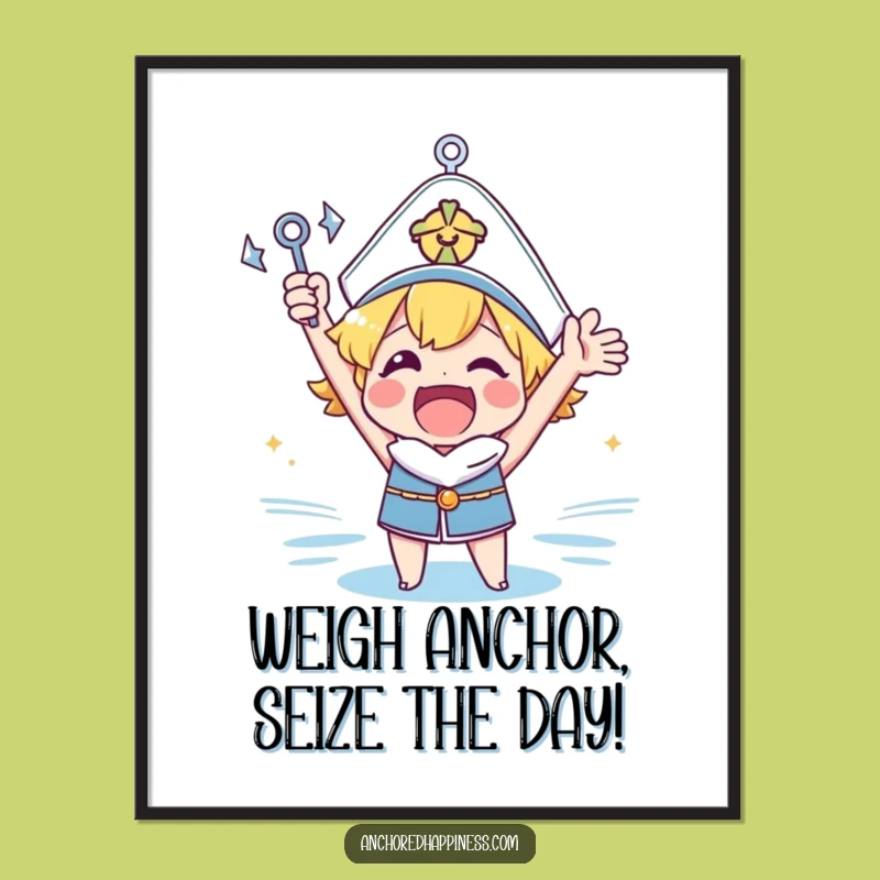 Funny Free Printable Wall Art: Cheerful Anchor Character, Quirky Downloadable Decor