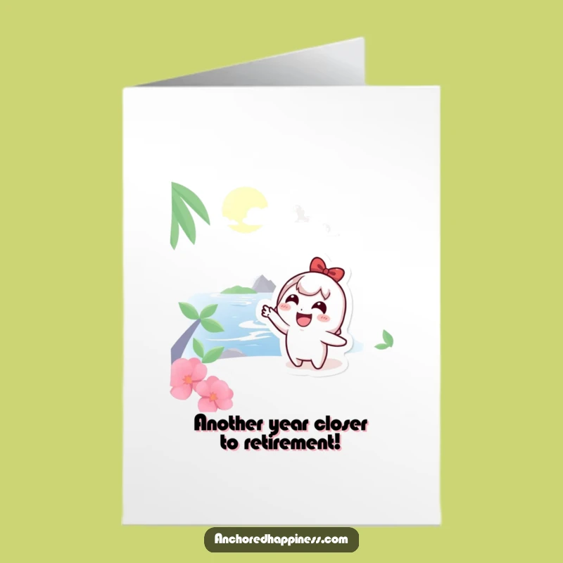 Free Printable Birthday Card: Funny Island Vacation Character Design - Instant Download Gift
