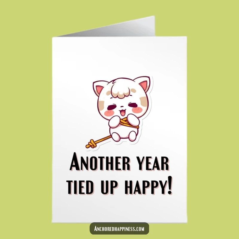 Free Printable Birthday Card: Tangled Kawaii Character, Funny Downloadable Gift for a Wild Celebration