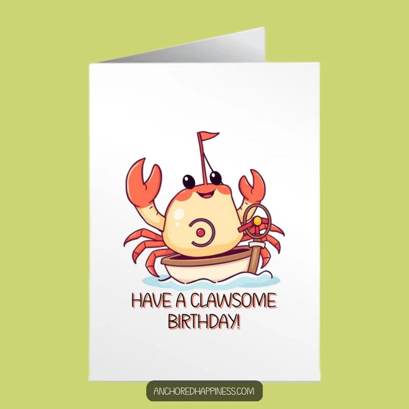 Free Printable Birthday Card: Funny Crab Yacht Captain - Perfect Downloadable Gift!