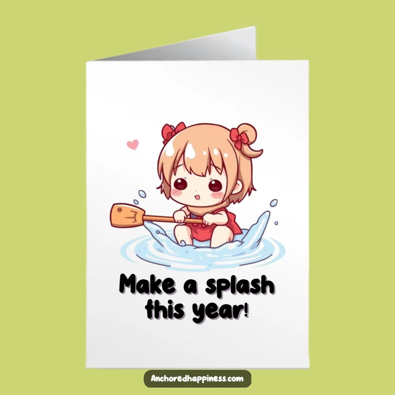 Free Printable Birthday Card: Funny Water Fun Character - Splashy Downloadable Gift