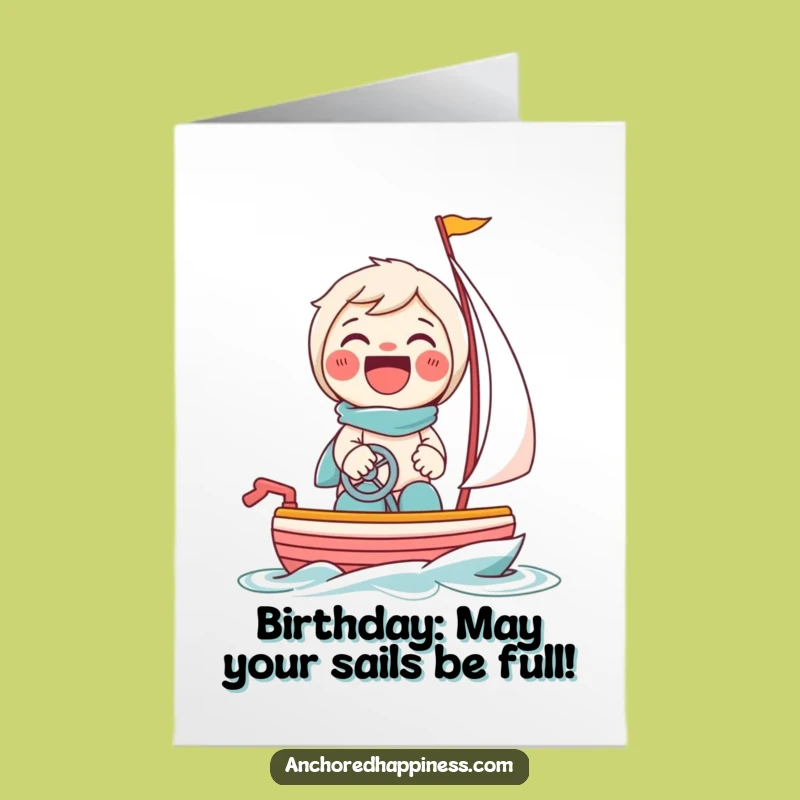 Free Printable Birthday Card: Giggling Sailor Character Funny Downloadable Gift