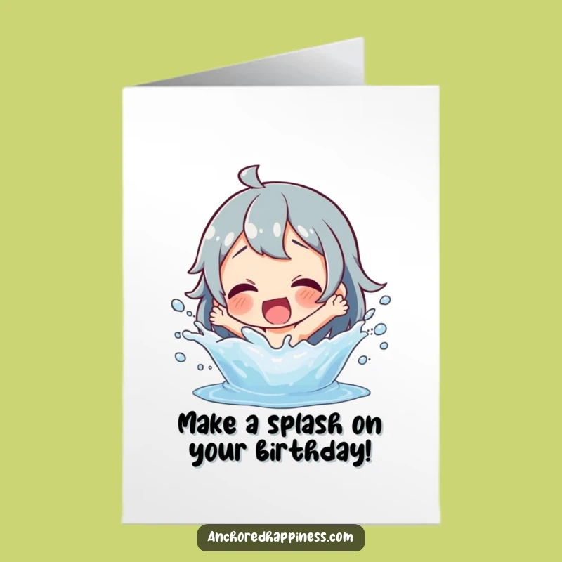 Free Printable Birthday Card: Splashy Character, Fun Downloadable Greeting for Kids