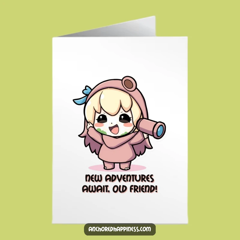 Free Printable Birthday Card: Funny Kawaii Spyglass Discovery, Perfect Downloadable Gift!