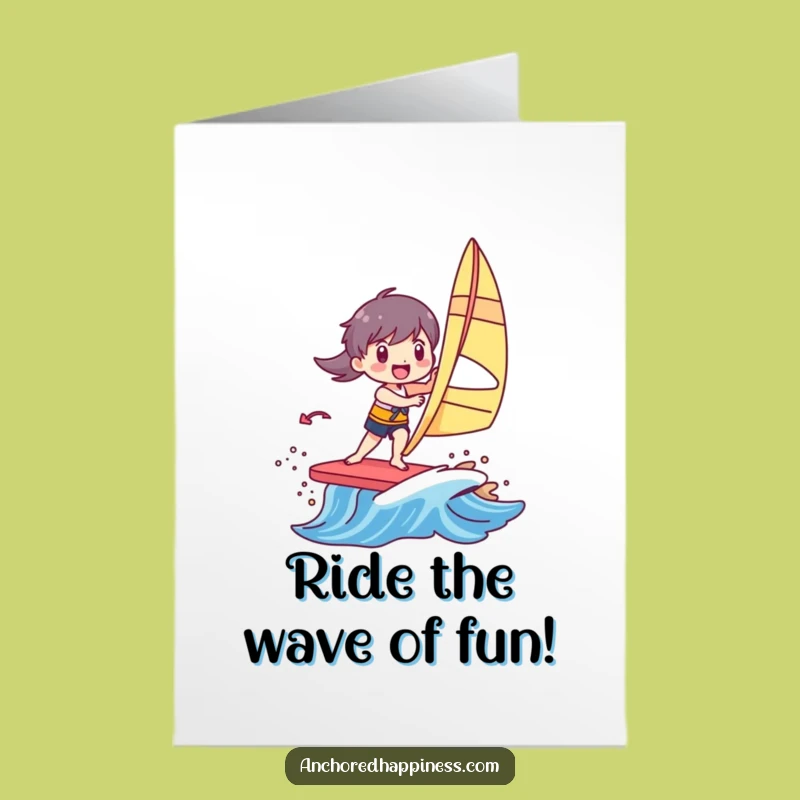 Free Printable Birthday Card: Windsurfer Wave Rider - Hilarious Downloadable Gift