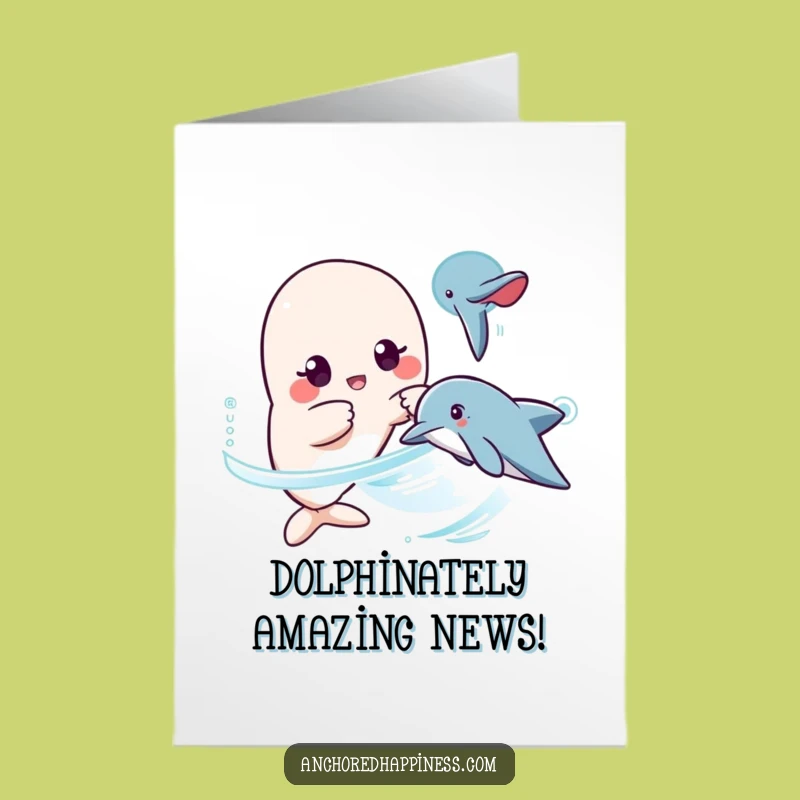 Free Printable Congrats Card: Kawaii Dolphin Surprise, Amazing Downloadable Gift!