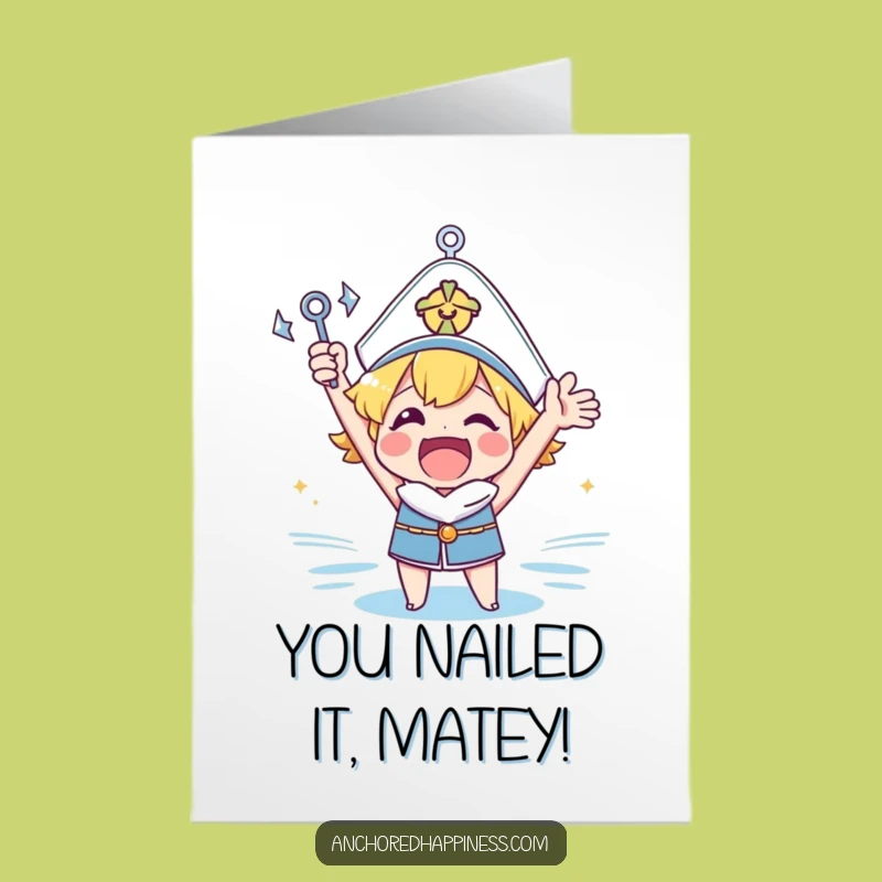 Free Printable Congrats Card: Cheering Anchor Character, Best Downloadable Gift Ever!