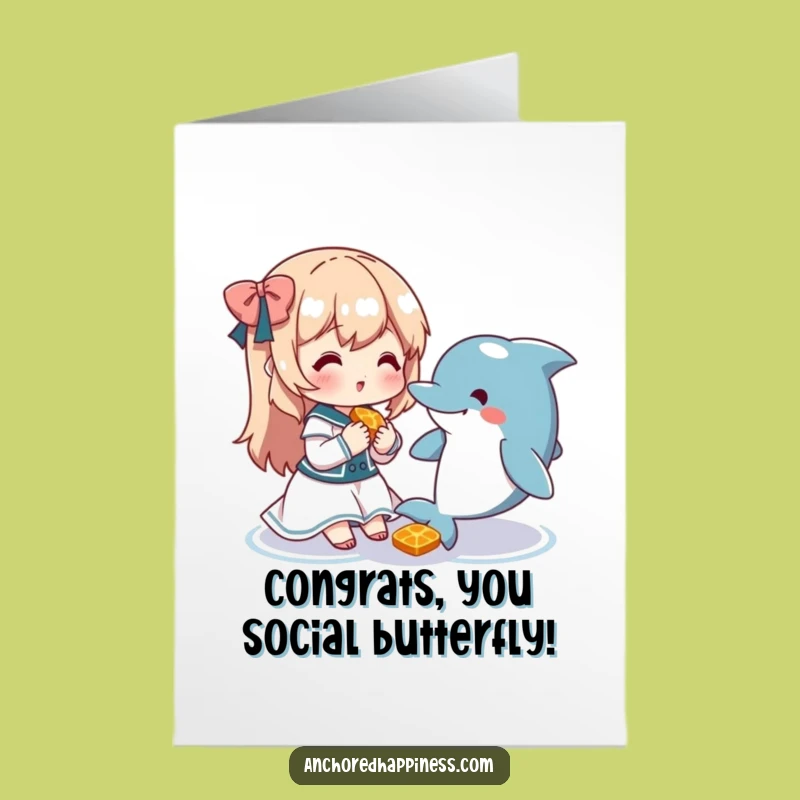 Free Printable Congrats Card: Dolphin Friendship Success - Downloadable Celebration!