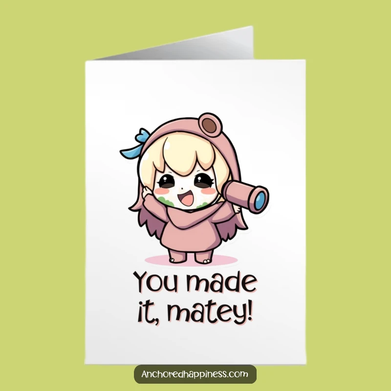 Free Printable Congrats Card: Kawaii Spyglass Success, Amazing Downloadable Celebration Gift!