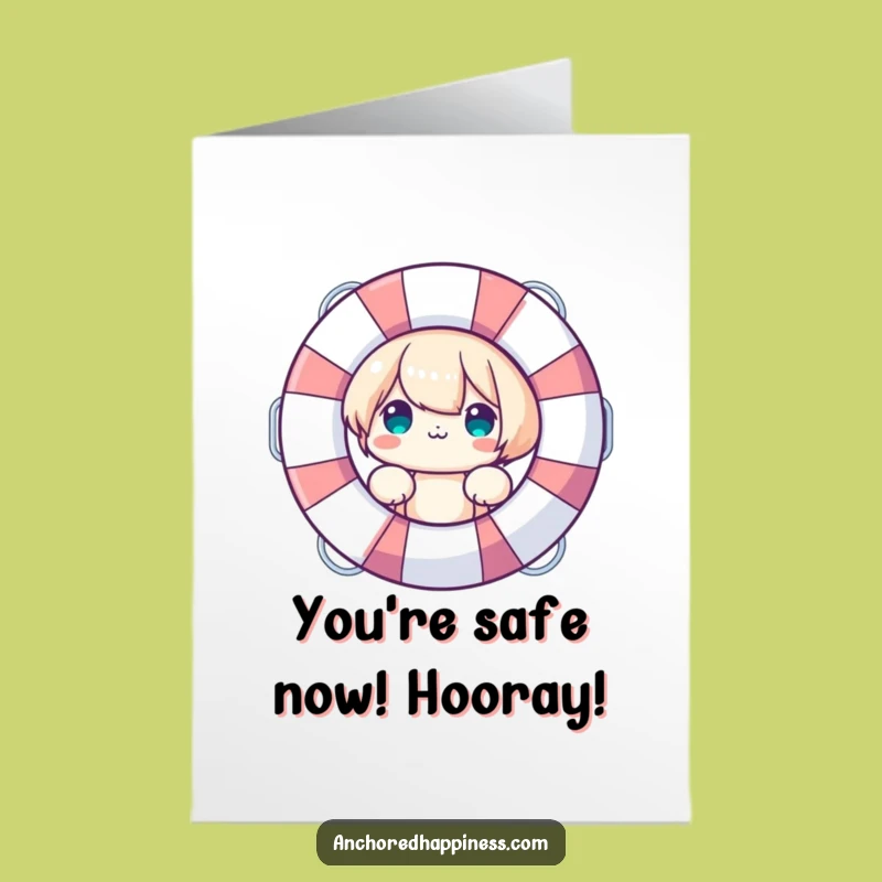 Free Printable Congrats Card: Life Preserver Character - Humorous Downloadable Gift
