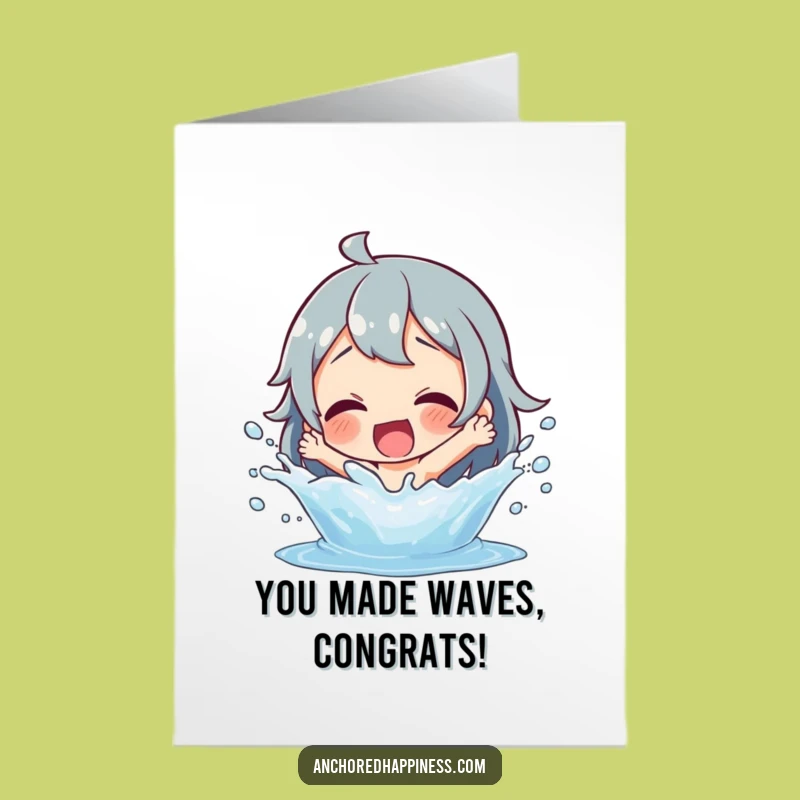 Free Printable Congrats Card: Splashy Character, Joyful Downloadable for Wins