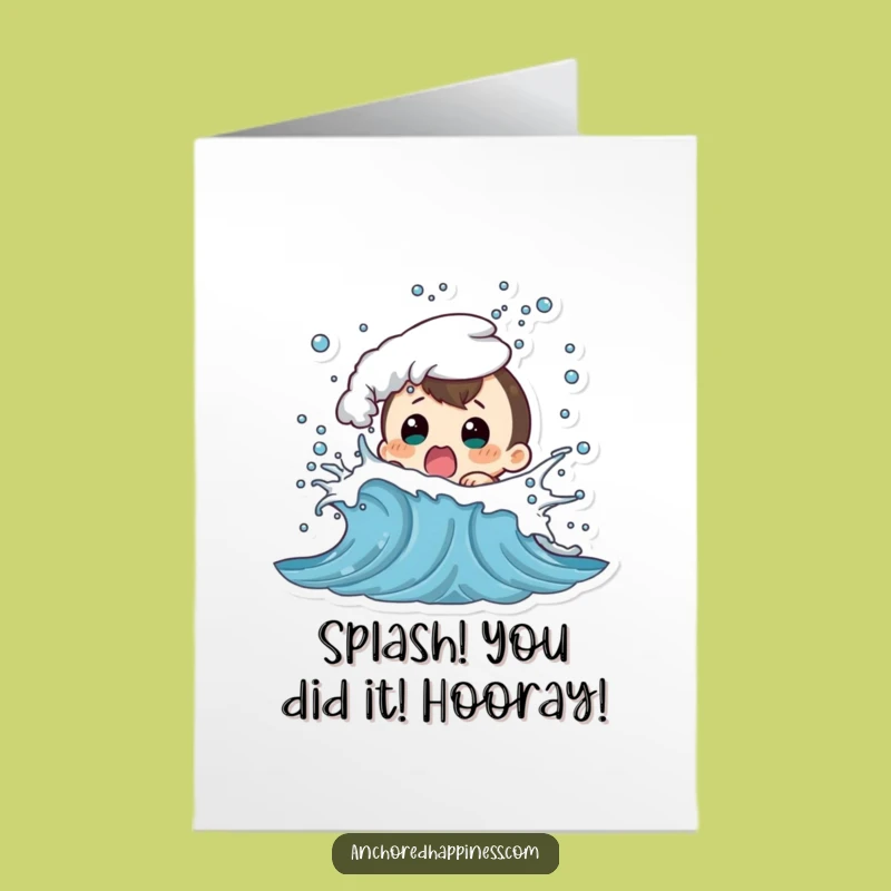 Free Printable Congrats Card: Wave Splash Shock - Hilarious Downloadable Celebration!