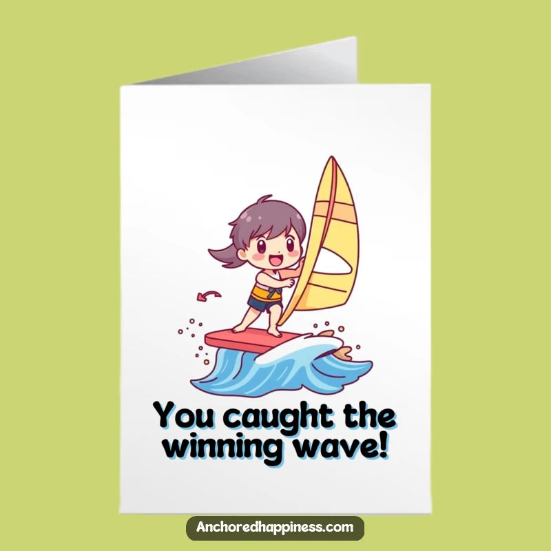 Free Printable Congrats Card: Windsurfer Wave Rider - Fun Downloadable Gift