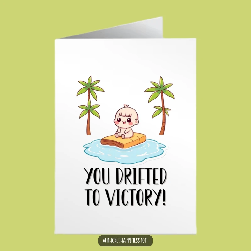 Free Printable Congrats Card: Sunny Kawaii Character, Humorous Downloadable for Any Achievement