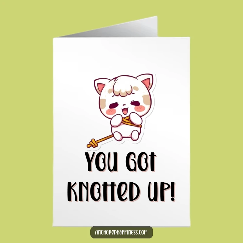 Free Printable Congrats Card: Tangled Kawaii Character, Humorous Downloadable for Overcoming Chaos