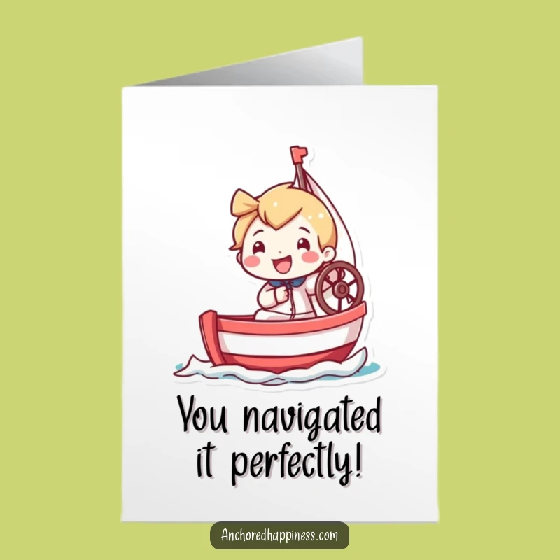 Free Printable Congrats Card: Tiny Sailor Grinning - Fun Downloadable Gift