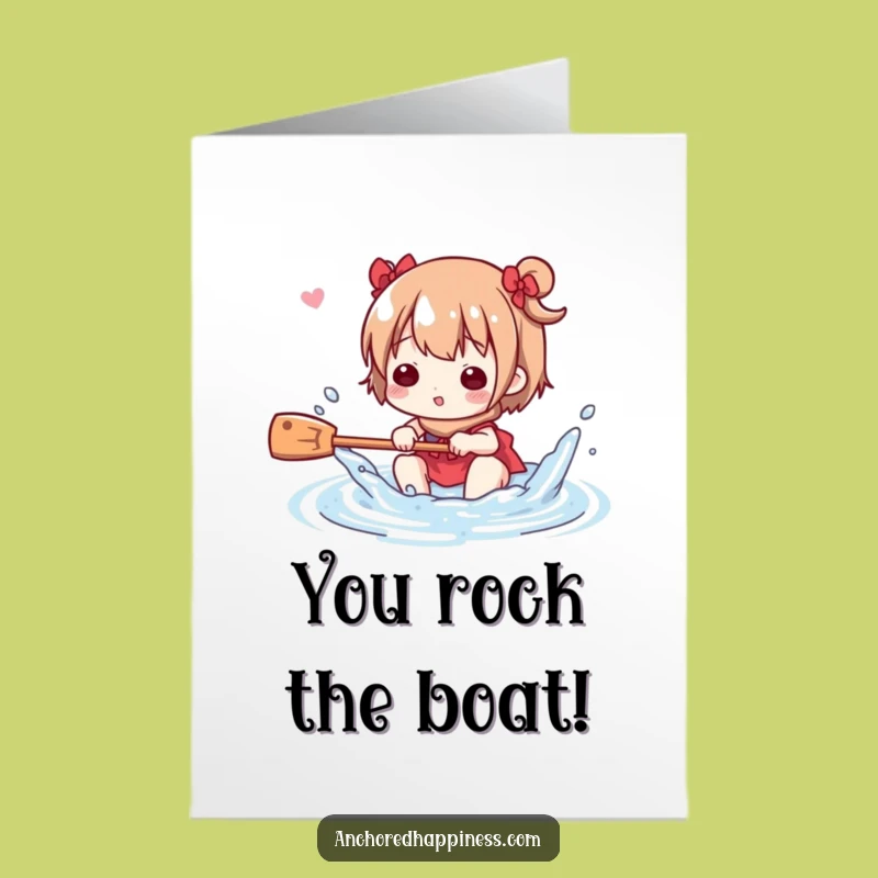 Free Printable Congrats Card: Playful Oar Character - Humorous Celebration Download
