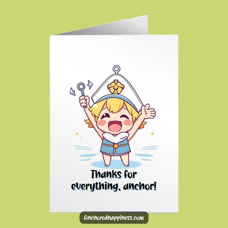 Free Printable Thank You Card: Funny Anchor Character, Perfect Appreciative Downloadable