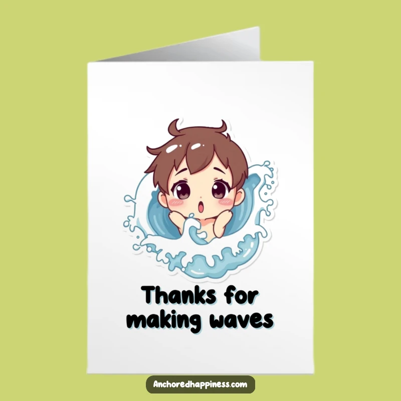 Free Printable Thank You Card: Funny Wave Splash for Your Gratitude