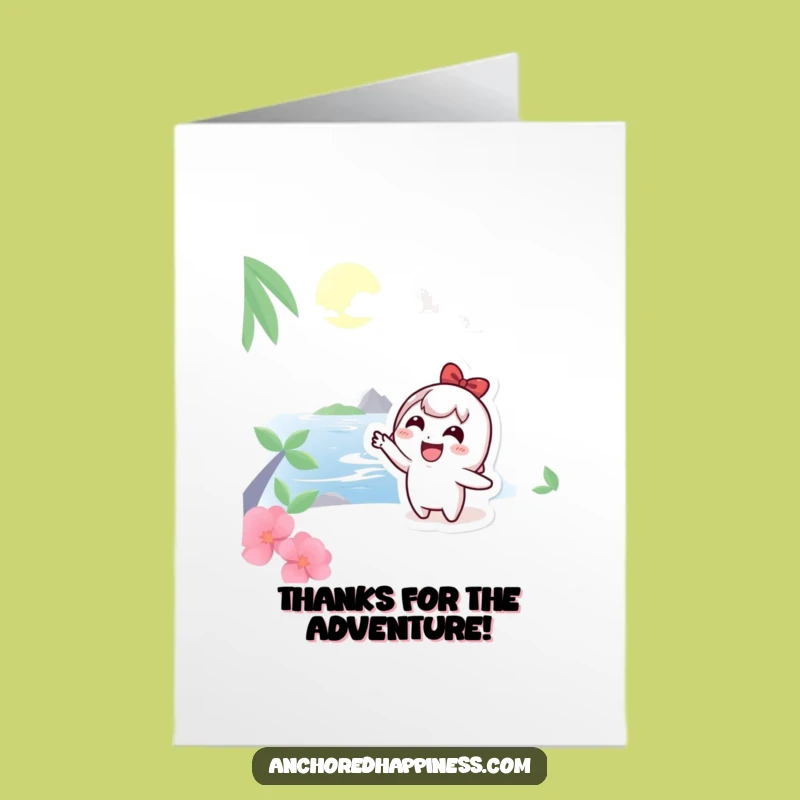 Free Printable Thank You Card: Island Getaway Character - Humorous Downloadable