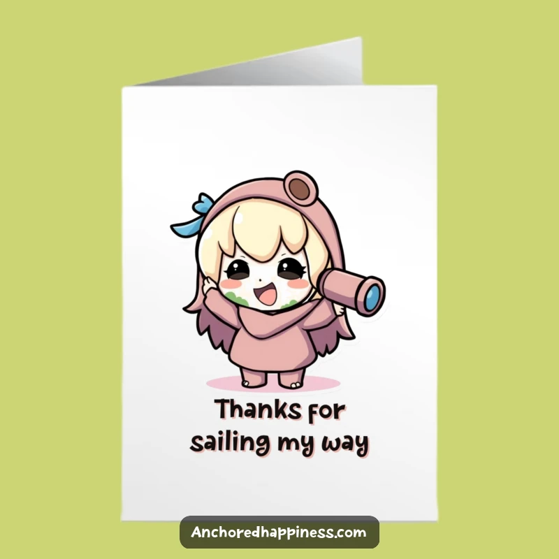 Free Printable Thank You Card: Kawaii Spyglass Gratitude, Best Downloadable Gift!