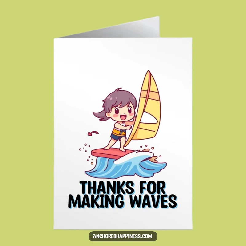 Free Printable Thank You Card: Windsurfer Wave Rider - Appreciative Downloadable Gift