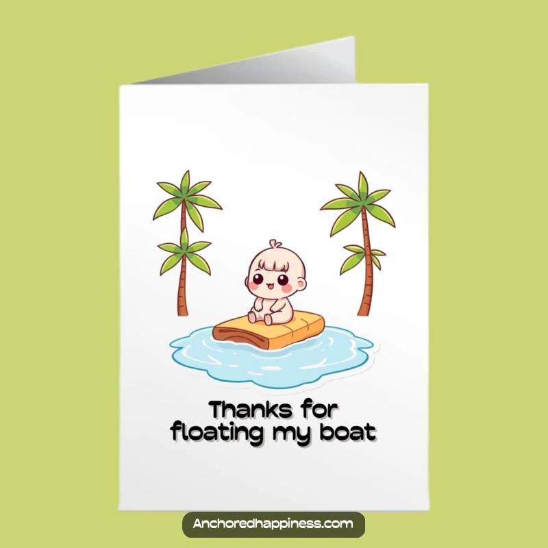 Free Printable Thank You Card: Kawaii Sunbather, Funny Downloadable to Express Gratitude