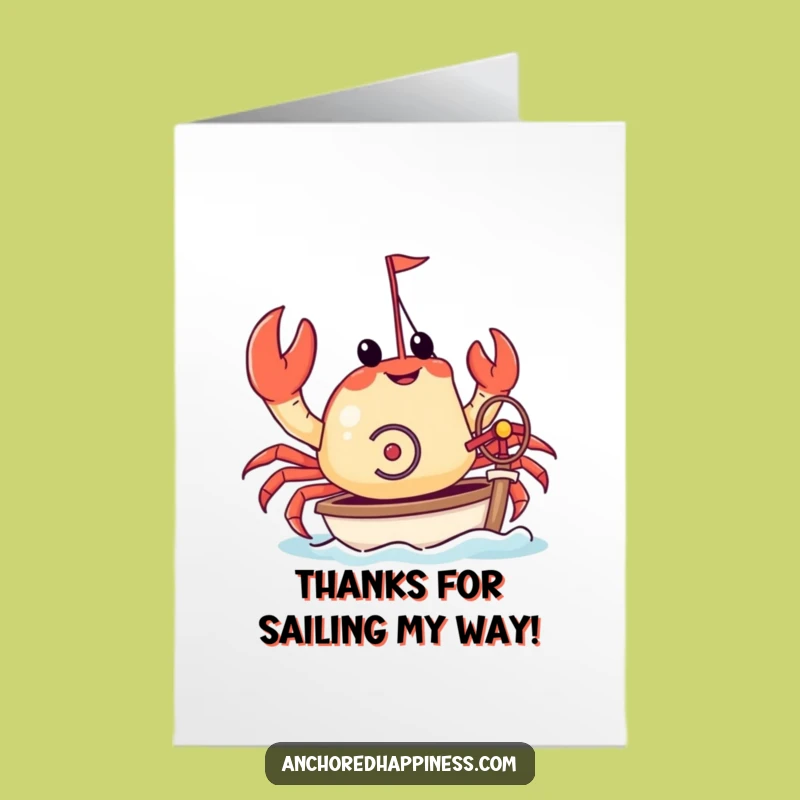 Free Printable Thank You Card: Crab Yacht Captain - Funny Downloadable Gift!