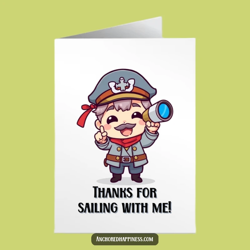Free Printable Captain Character Thank You Card: Funny Spyglass Downloadable