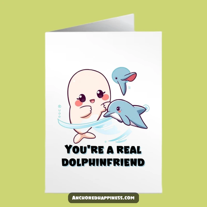 Free Printable Thank You Card: Kawaii Dolphin Wonder, Humorous Downloadable Gift!