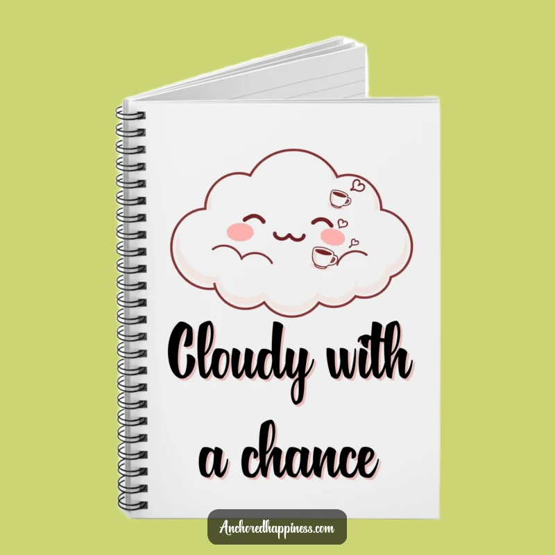 Funny Cloud Notebook - Exhaling Coffee Cups, Journal for Hilarious Coffee Thoughts
