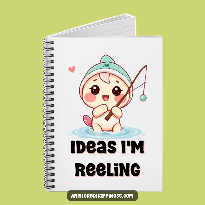Funny Hopeful Angler Notebook: Playful Character Fishing Journal for Ideas, Ideal Funny Gift