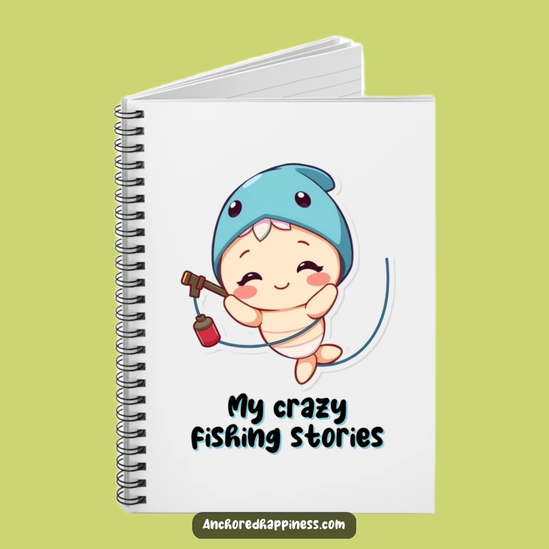 Funny Fishing Line Notebook: Cute Character's Smile for Your Notes