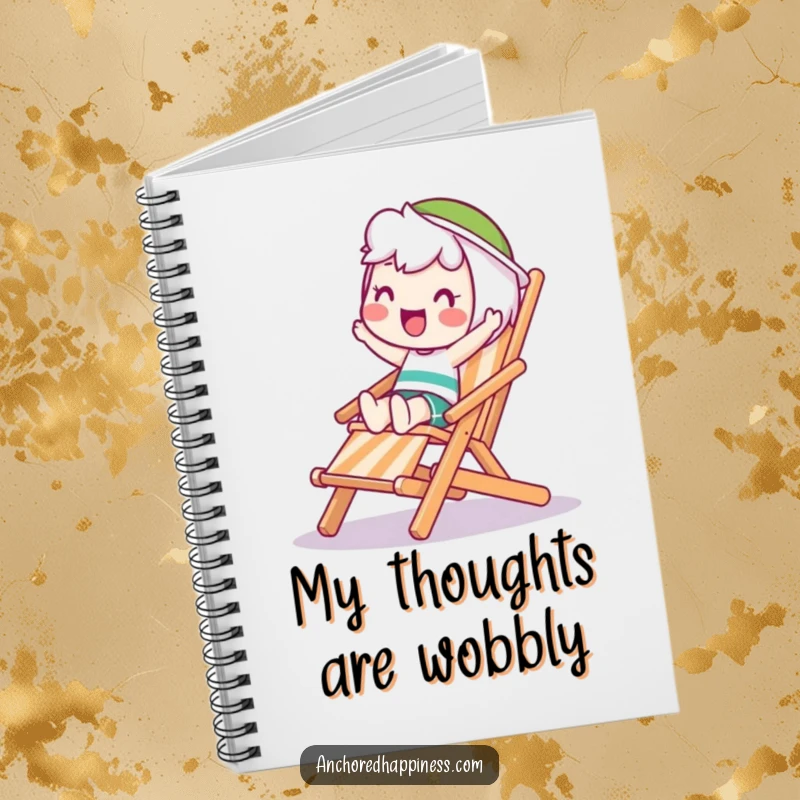 Funny Wobble Notebook: A happy character attempts to balance on a wobbling deck chair, ready to capture your notes and unsteady thoughts.