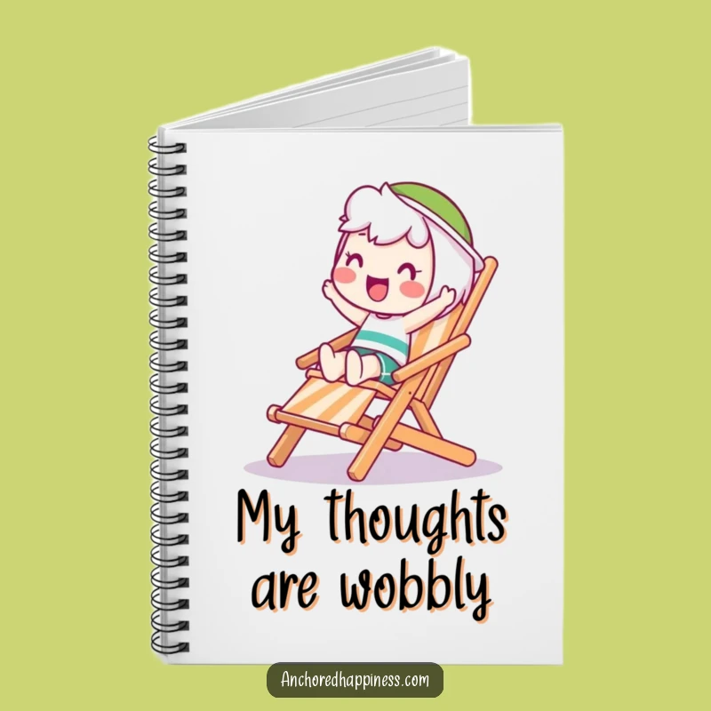 Funny Wobble Notebook: Balancing Character on Deck Chair - Creative Comical Gift