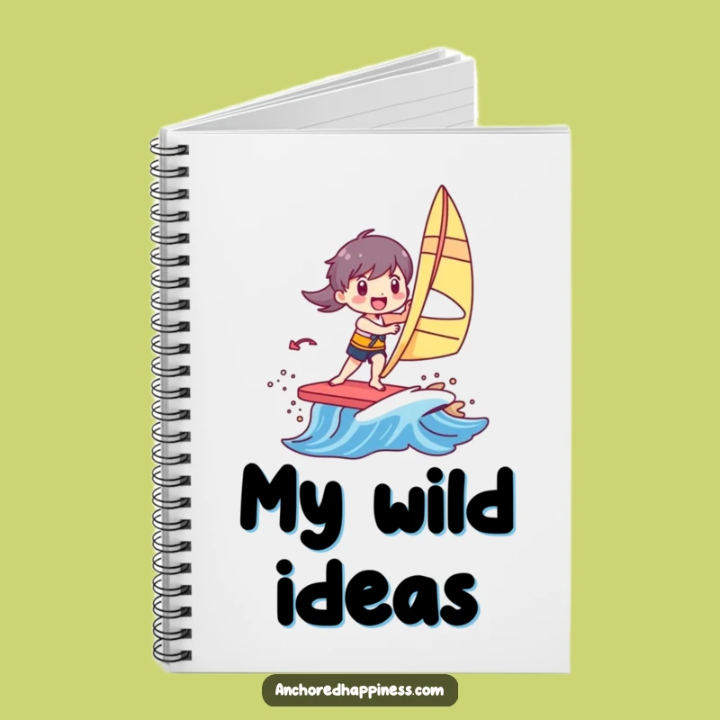 Funny Windsurfer Notebook: Jot Down Ideas With Joyful Character Riding Colorful Wave, A Whimsical Funny Gift