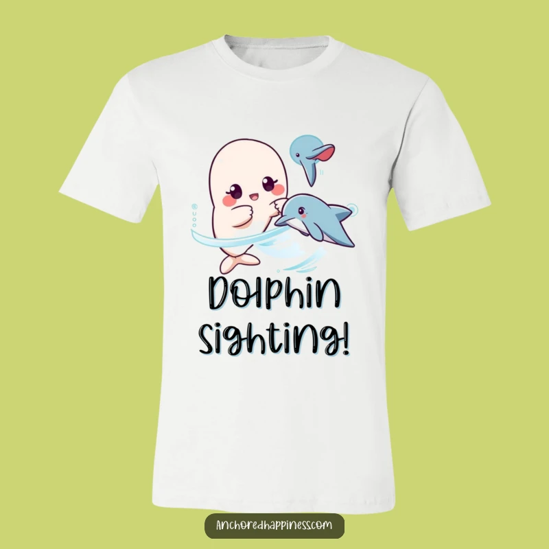 Funny Kawaii Dolphin Encounter T-Shirt - Hilarious Gift for Surprised Sailors!