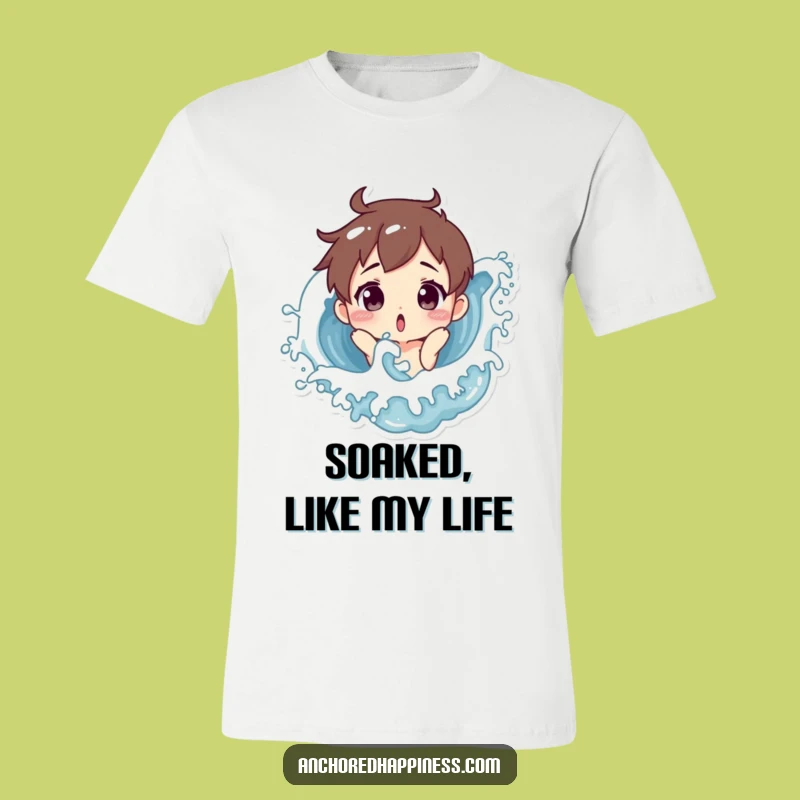 Funny Surprised Splash T-Shirt - Hilarious Wave Character Tee for Ocean Fans