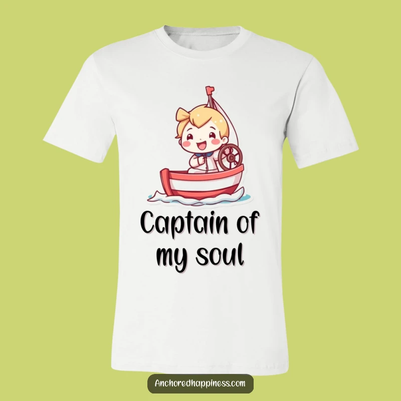 Funny Tiny Sailor T-Shirt: Enthusiastic Character Grinning Aboard Miniature Sailboat, Ultimate Funny Gift