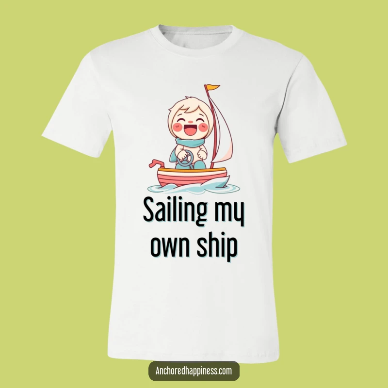 Funny Toy Sailboat T-Shirt: Giggling Character Tiny Boat Humor Tee