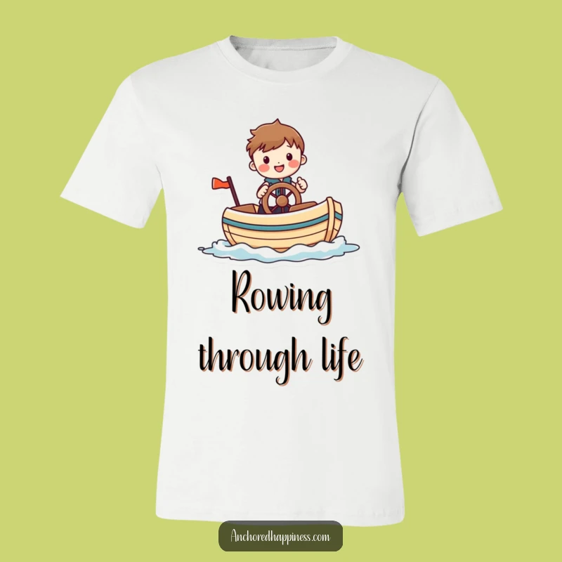 Funny Whimsical Boat T-Shirt: Cheerful Figure Nautical Journey Tee, Great Funny Gift