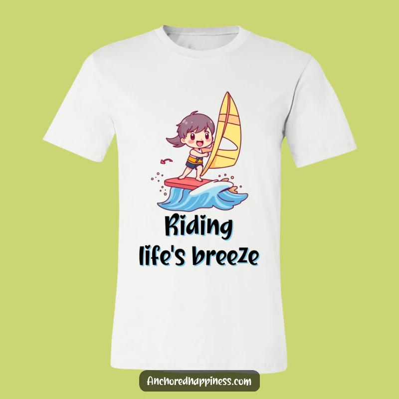 Funny Windsurfer T-Shirt: Joyful Character Surfing Colorful Wave, The Ultimate Funny Gift