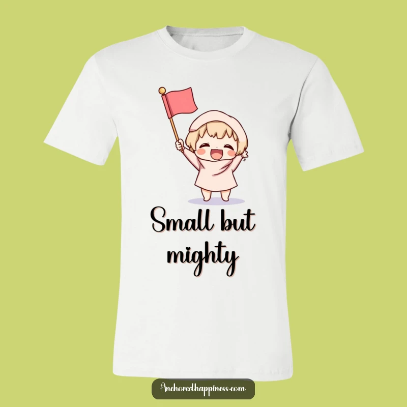 Funny Victory T-Shirt: Excited Character with Fluffy Flag - Fun Enthusiast Gift