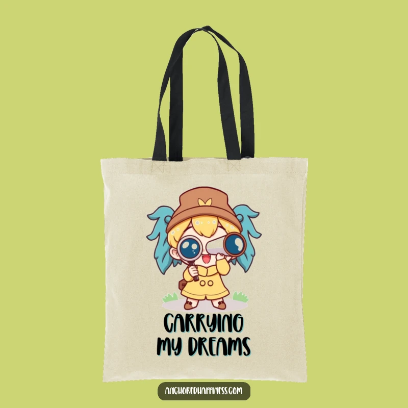Funny Spyglass Tote Bag: Cute Character's Excitement, Carry Your Dreams