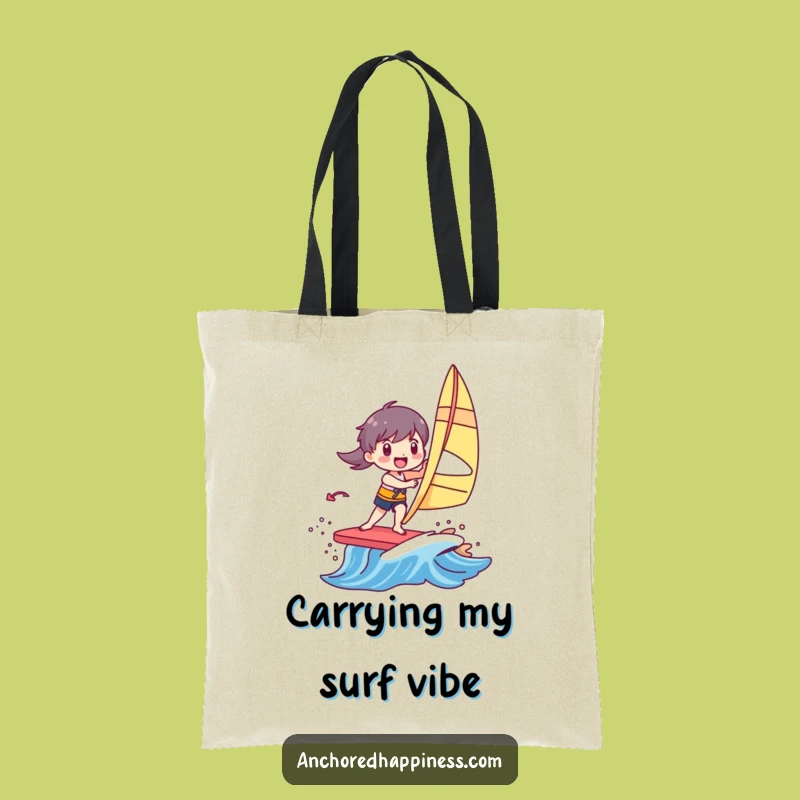 Funny Windsurfer Tote Bag: Carry Your Fun With Joyful Character Riding Colorful Wave, A Practical Funny Gift